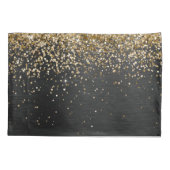 Aangepast goudglitter zwart monogram kussensloop (Achterkant)