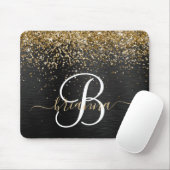 Aangepast goudglitter zwart monogram muismat (Met muis)