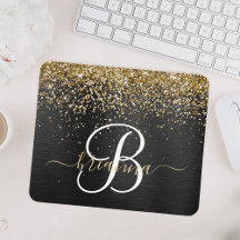 Aangepast goudglitter zwart monogram