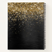 Aangepast goudglitter zwart monogram notitieboek (Achterkant)