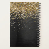 Aangepast goudglitter zwart monogram planner (Achterkant)