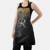 Aangepast goudglitter zwart monogram schort (Insitu)