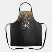 Aangepast goudglitter zwart monogram schort (Voorkant)