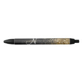 Aangepast goudglitter zwart monogram zwarte inkt pen (Voorkant)