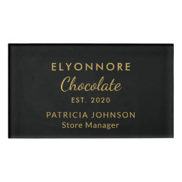 Aangepast goudschrift Minimaal Chocolade Merk Pers Naambadge