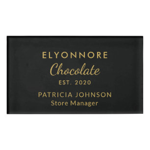 Aangepast goudschrift Minimaal Chocolade Merk Pers Naambadge
