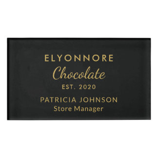 Aangepast goudschrift Minimaal Chocolade Merk Pers Naambadge