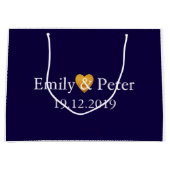 Aangepast goudzedenmarineslag blauw groot huwelijk groot cadeauzakje (Voorkant)