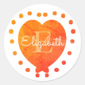 Aangepast grafisch Initiaal monogram Oranje wit ha Ronde Sticker (Voorkant)