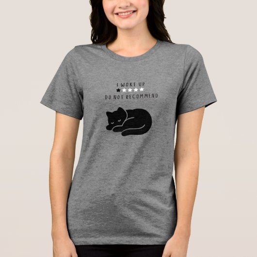 Aangepast Grappig Ik Werd Wakker Kat Introvert Vro Tri-Blend Shirt (Voorkant)