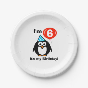 Aangepast grappig pinguïn Birthday party borden Papieren Bordje