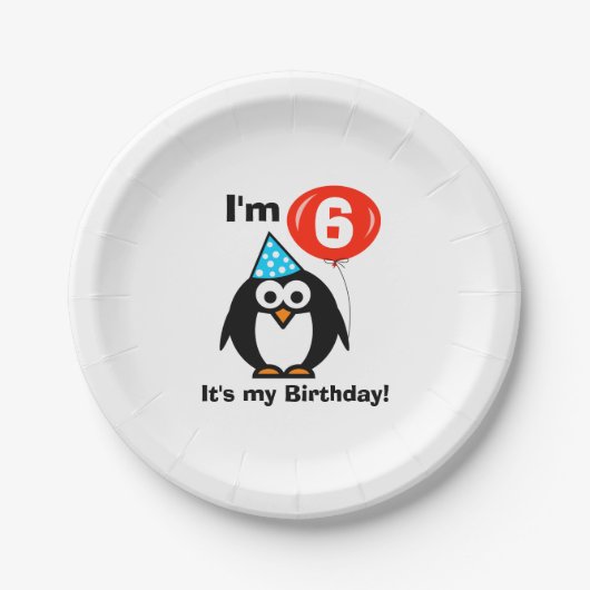 Aangepast grappig pinguïn Birthday party borden Papieren Bordje (Voorkant)