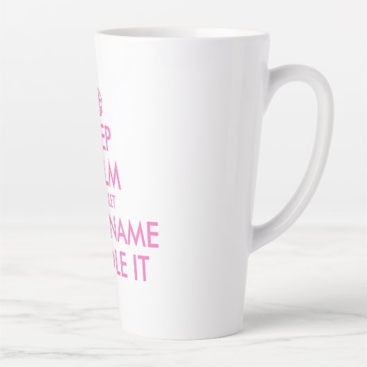 Aangepast grappig roze hou je rustig en laat het m latte mok (Rechts)