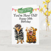 Aangepast grappige 35e verjaardag van je hondenkaa kaart (Gele Bloem)