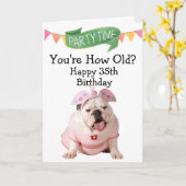 Aangepast grappige 35e verjaardag van je hondenkaa kaart (Gele Bloem)
