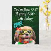 Aangepast grappige 60e verjaardag van de hondenkaa kaart (Gele Bloem)