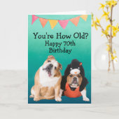 Aangepast grappige 70e verjaardag van je Bulldog K Kaart (Gele Bloem)