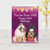 Aangepast grappige 80ste verjaardag van je Bulldog Kaart (Gele Bloem)