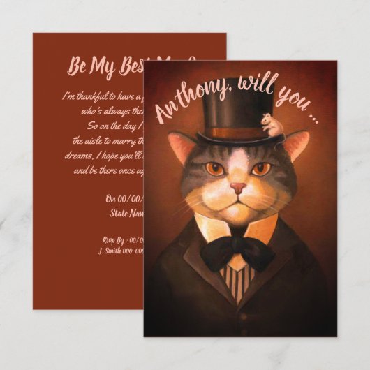 Aangepast grappige gromkat is mijn beste uitnodigi kaart (Voorkant / Achterkant)
