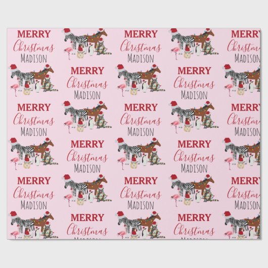 Aangepast grappige kerstdieren — kerstmandieten cadeaupapier (Vlak)