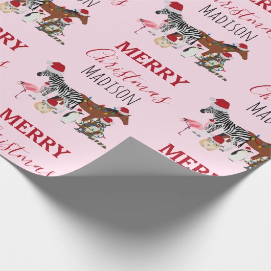 Aangepast grappige kerstdieren — kerstmandieten cadeaupapier (Hoek)