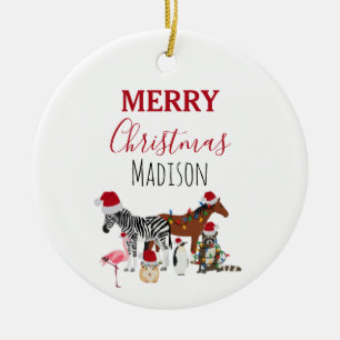 Aangepast grappige kerstdieren — kerstmandieten keramisch ornament