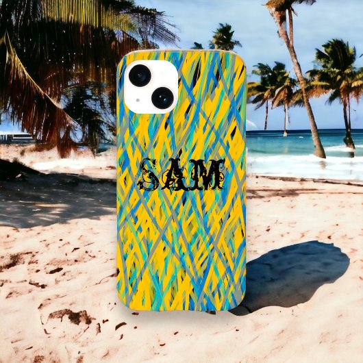Aangepast grijppatroon, geel, groen, blauw zwart Case-Mate iPhone case