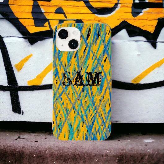 Aangepast grijppatroon, geel, groen, blauw zwart Case-Mate iPhone case