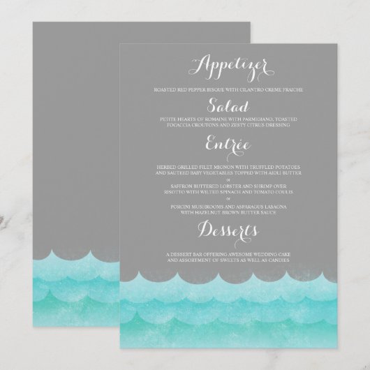 Aangepast grijs bij Zee nautisch menu (Voorkant / Achterkant)