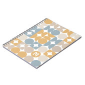 Aangepast grijs blauw Mustard Taupe Brown Art Patr Notitieboek (Linkerzijde)