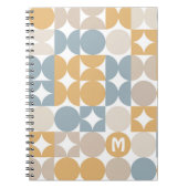 Aangepast grijs blauw Mustard Taupe Brown Art Patr Notitieboek (Voorkant)