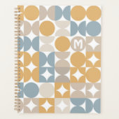 Aangepast grijs blauw Mustard Taupe Brown Art Patr Planner (Voorkant)