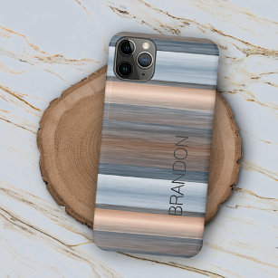 Aangepast grijs blauw tapes bruine Waterverf Strip iPhone 15 Pro Max Case