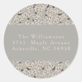 Aangepast grijs Elegant Kerst retour adres Ronde Sticker (Voorkant)