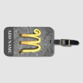 Aangepast grijs- en goudmonogram, Letter M Bagagelabel (Voorkant (horizontaal))