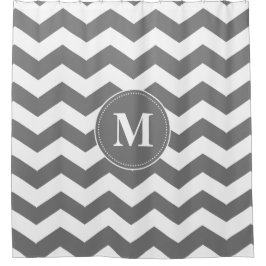 Aangepast grijs en wit Chevrons Monogram Douchegordijn