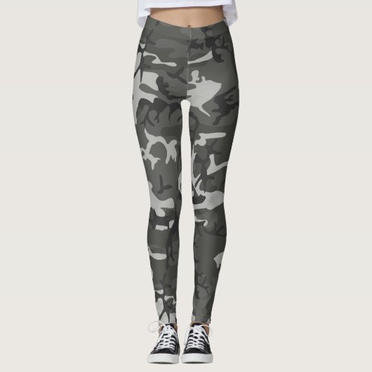 Aangepast grijs en zwart Camo Leggings (Voorkant)