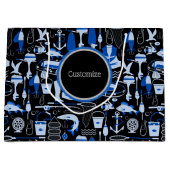 Aangepast grijs Gevist blauw patroon Groot Cadeauzakje (Voorkant)