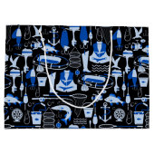 Aangepast grijs Gevist blauw patroon Groot Cadeauzakje (Achterkant)