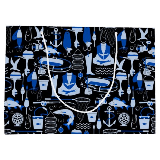 Aangepast grijs Gevist blauw patroon Groot Cadeauzakje (Achterkant)