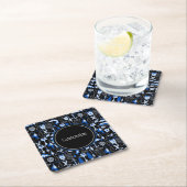 Aangepast grijs Gevist blauw patroon Kartonnen Onderzetters (Insitu)