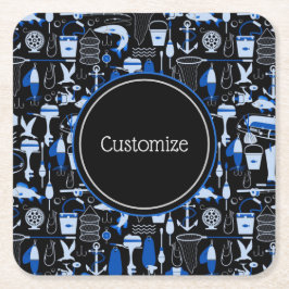 Aangepast grijs Gevist blauw patroon Kartonnen Onderzetters