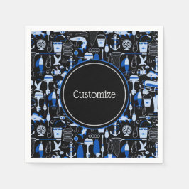 Aangepast grijs Gevist blauw patroon Servet