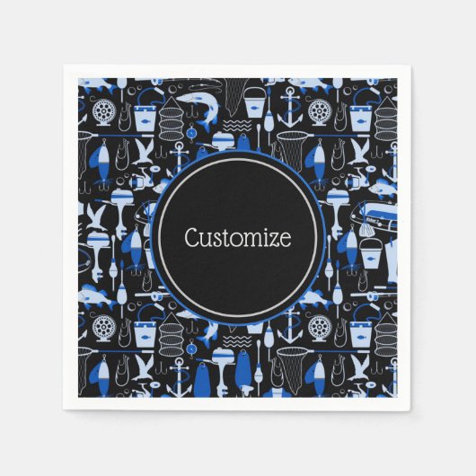 Aangepast grijs Gevist blauw patroon Servet (Voorkant)