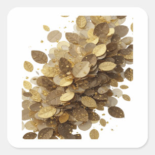 Aangepast grijs GOLDEN LEAVES AND STARS Stickeront Vierkante Sticker