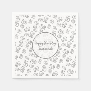 Aangepast grijs hartpatroon servet