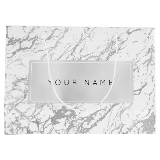 Aangepast grijs metallisch minimaal marmer grijze  groot cadeauzakje (Achterkant)