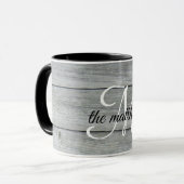 Aangepast grijs modern Rustic Farmhouse Monogram Mok (Voorkant links)
