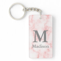 Aangepast grijs monogram en naam op roze marmer