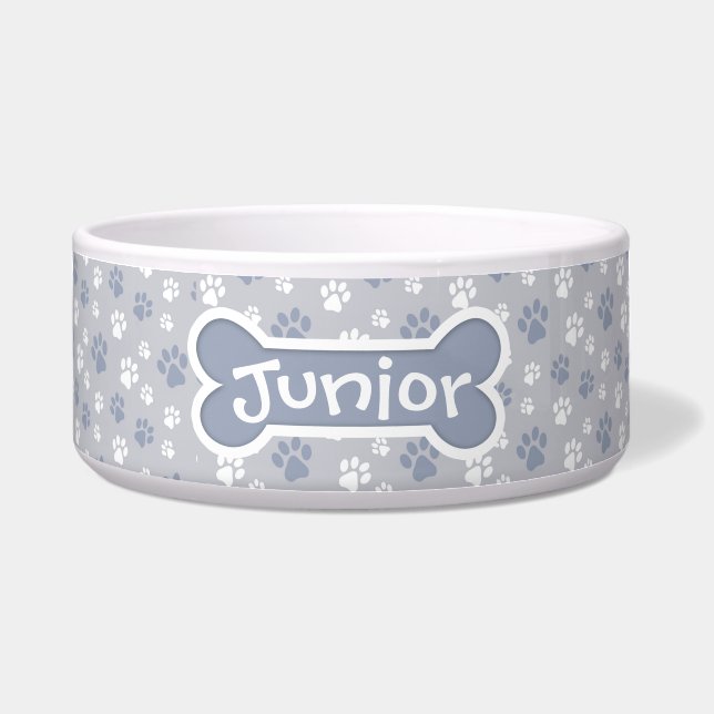 Aangepast grijs pag print pakket Bowl Modern Voerbakje (Voorkant)